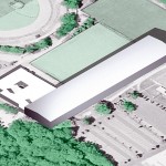 Modell der neuen Leichtathletikhalle. Visualisierung: ARCON Bauplanungs- und Bauüberwachungsgesellschaft mbH Modell der neuen Leichtathletikhalle. Visualisierung: ARCON Bauplanungs- und Bauüberwachungsgesellschaft mbH